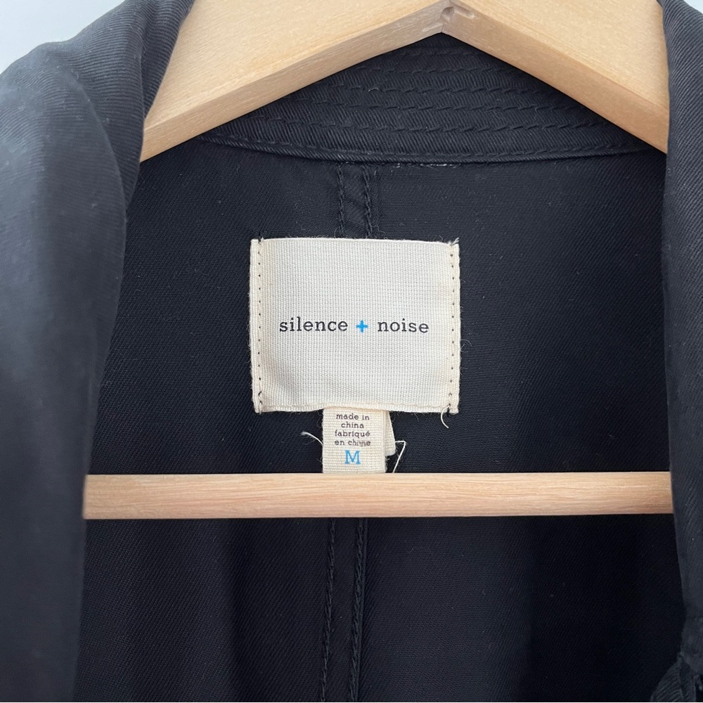 Silence + Noise Camille Washed Long Trench Vest in Black, size M - Picture 3 of 7
